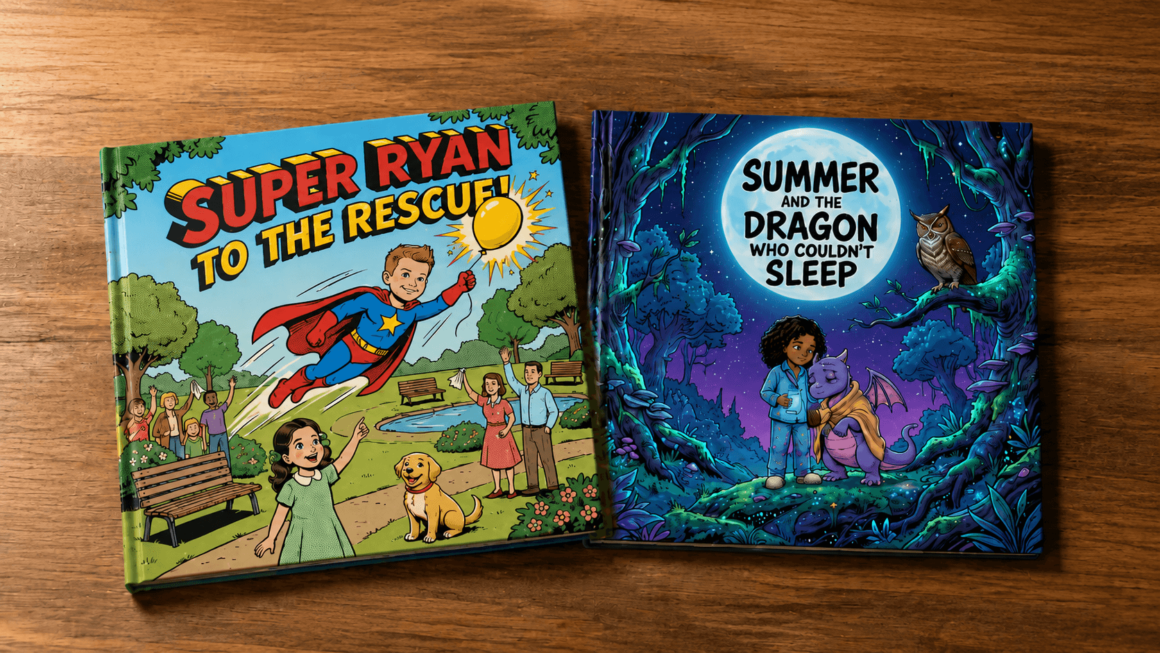 Two personalized illustrated comic books