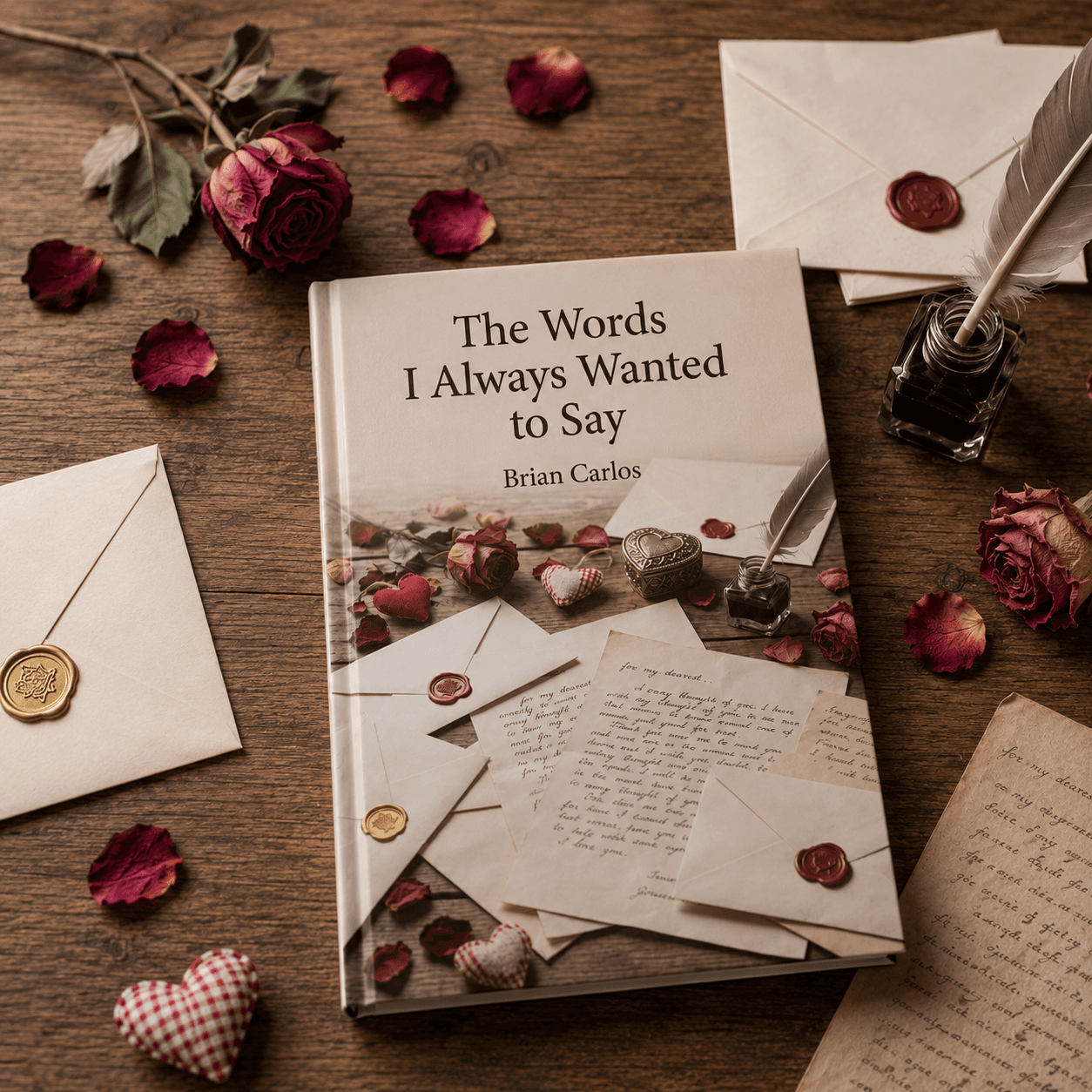 Personalized Valentine keepsake book with letters and roses